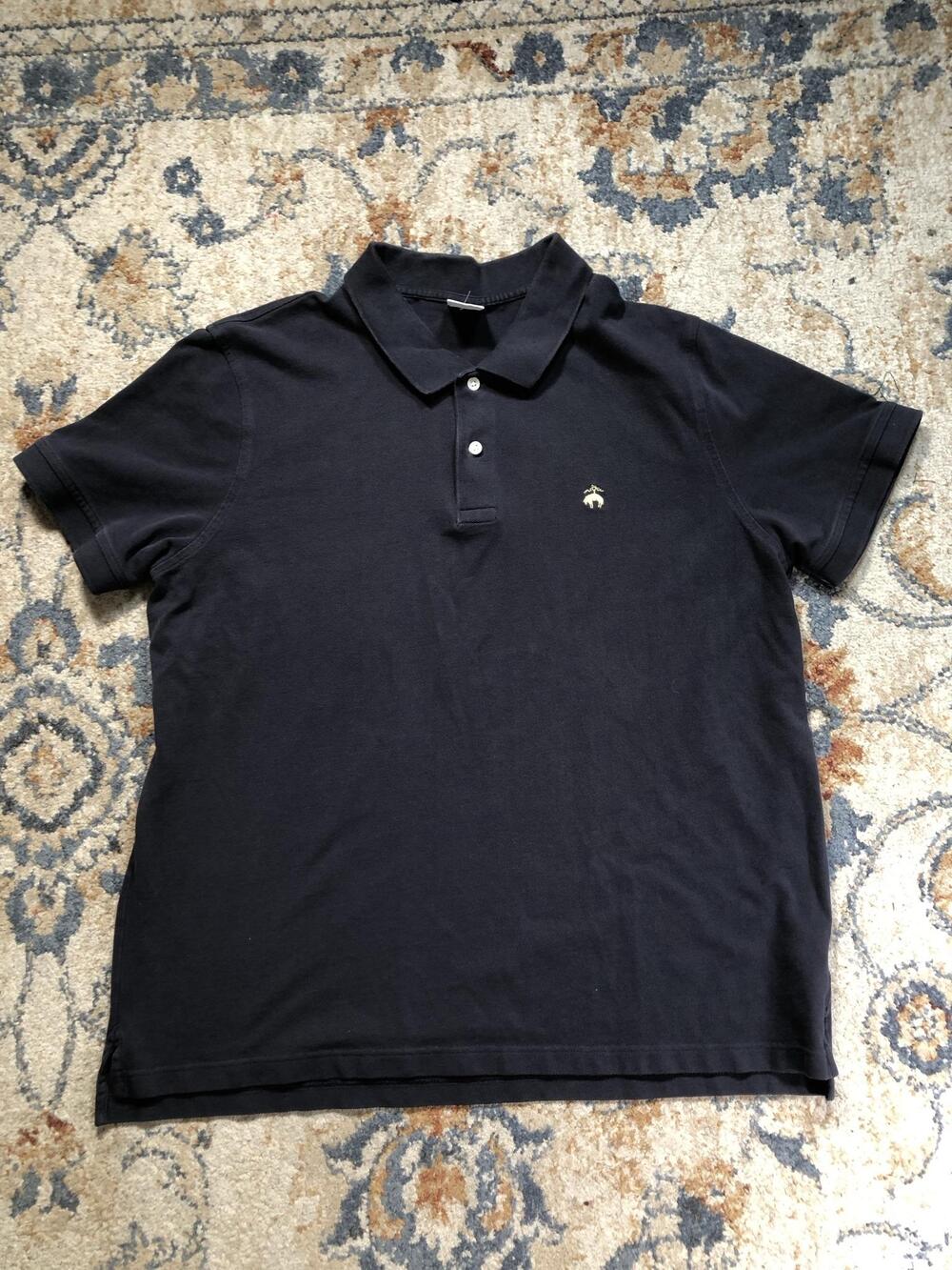 Brooks Brothers 1818 Polo Shirt Mens 2XL Blue Slim Fit Cotton Short Sleeve Logo